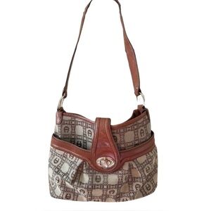 Etienne Aigner Cloth Leather Trim Handbag